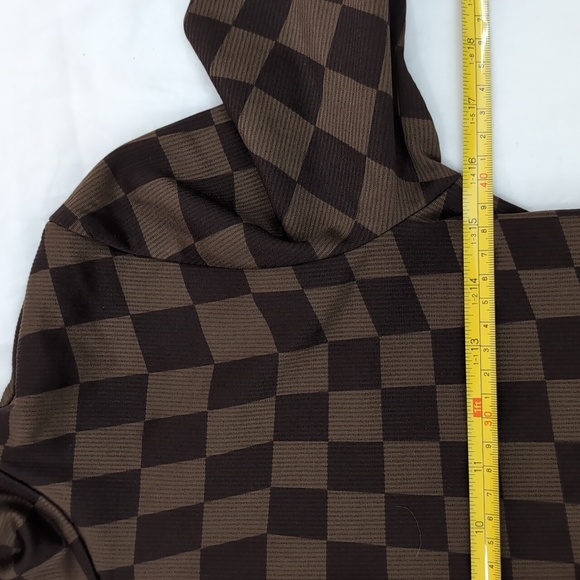 🆕️ H&M Crop Brown check long sleeve zip up Sz M NWT - Picture 9 of 10